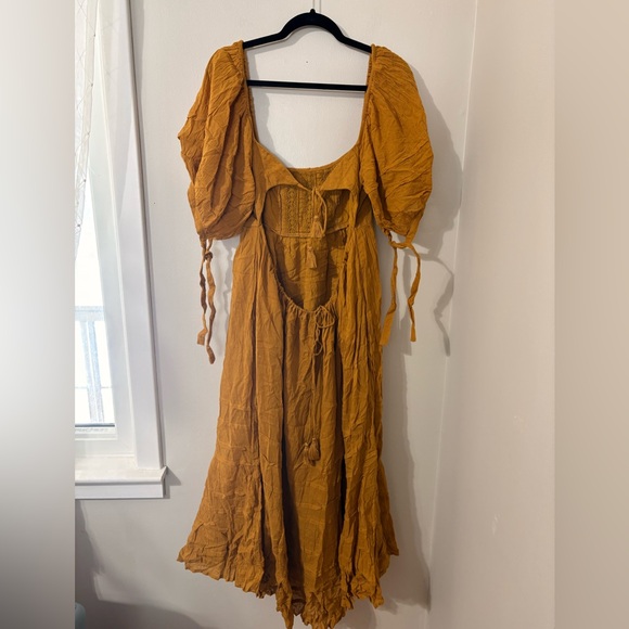 Free People Mustard Backless Maxi Dress - Picture 2 of 8